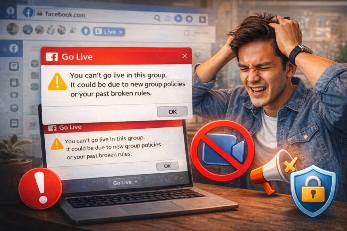 Alasan, Tidak Bisa Live atau Siaran Langsung Group Facebook
