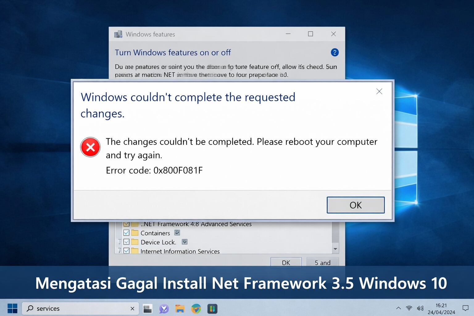 Mengatasi Gagal Install Net Framework 3.5 Windows 10