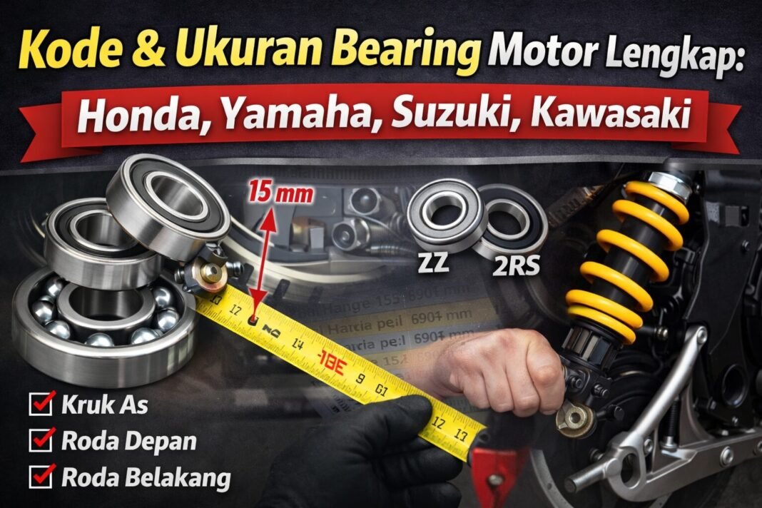 Daftar Kode dan Ukuran Bearing Motor Paling Lengkap (Roda & Kruk As)