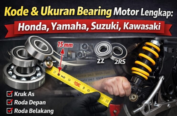 Daftar Kode dan Ukuran Bearing Motor Paling Lengkap (Roda & Kruk As)