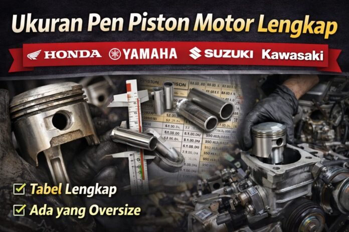 Daftar Ukuran Pen Piston Motor Lengkap Daftar Ukuran Pen Piston Motor Lengkap: Honda, Yamaha, Suzuki, Kawasaki