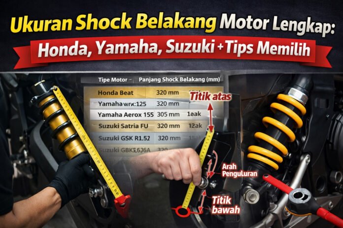 Daftar Ukuran Shock Belakang Motor Honda, Yamaha, Suzuki Paling Lengkap