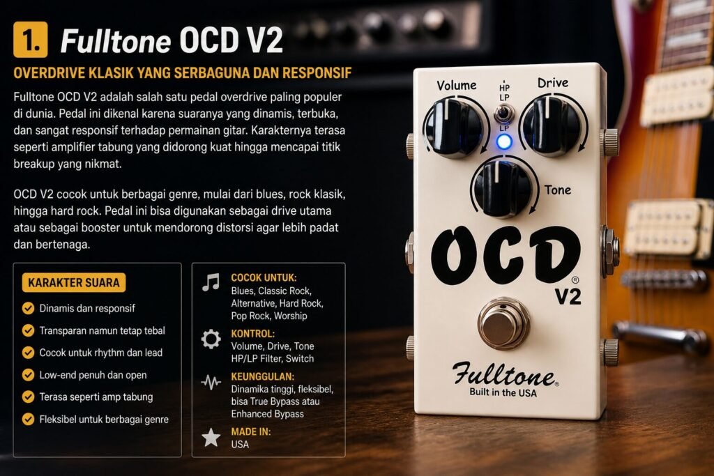 Rekomendasi Pedal Overdrive Gitar untuk Blues, Rock, Metal, dan Pop