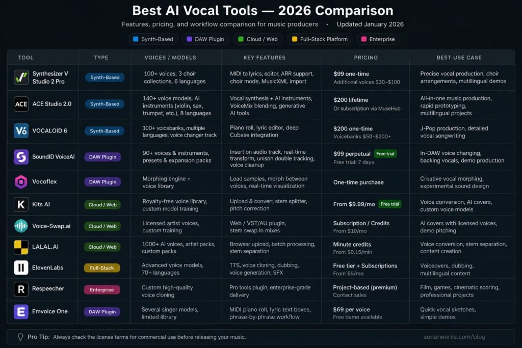 10 Tools AI Vocal Terbaik untuk Produksi Musik, Cover, Demo, dan Voice Changer